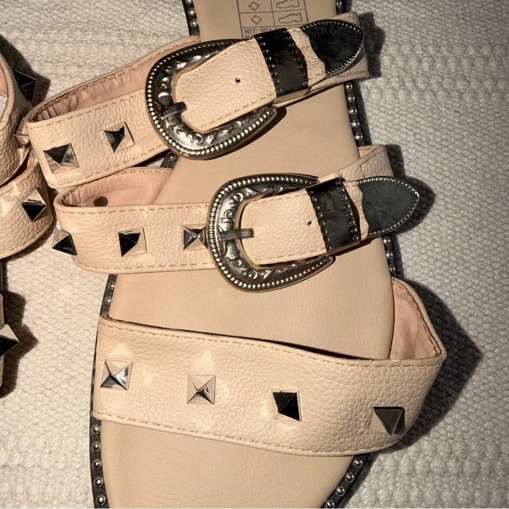 Everglades Studded Slide Sandals Tan Western Boho Festival Size 9 - Picture 3 of 7